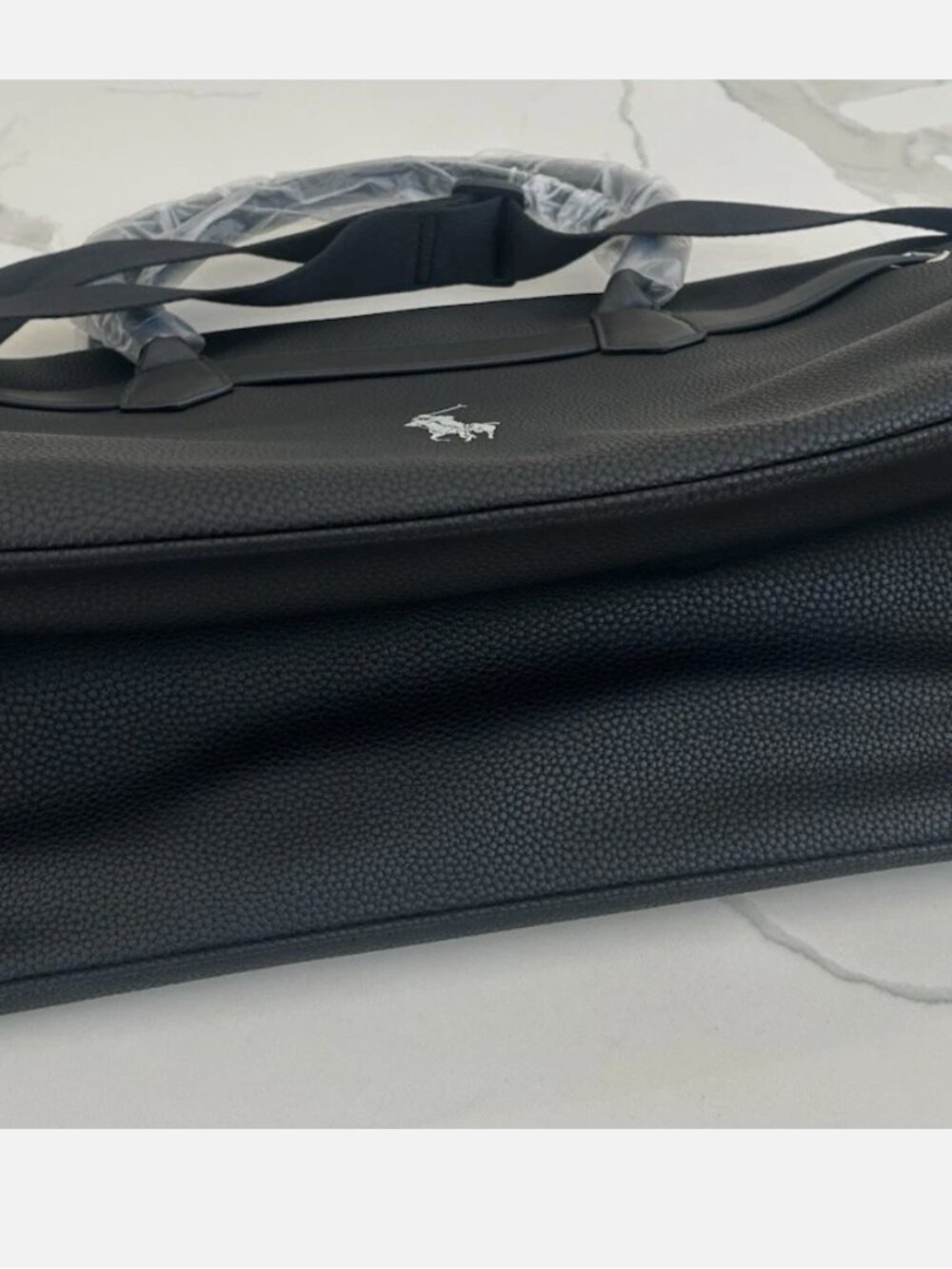 Ralph Lauren Fragrances Duffle Black Faux Leather Travel Shoulder Gym Bag New - Picture 8 of 13